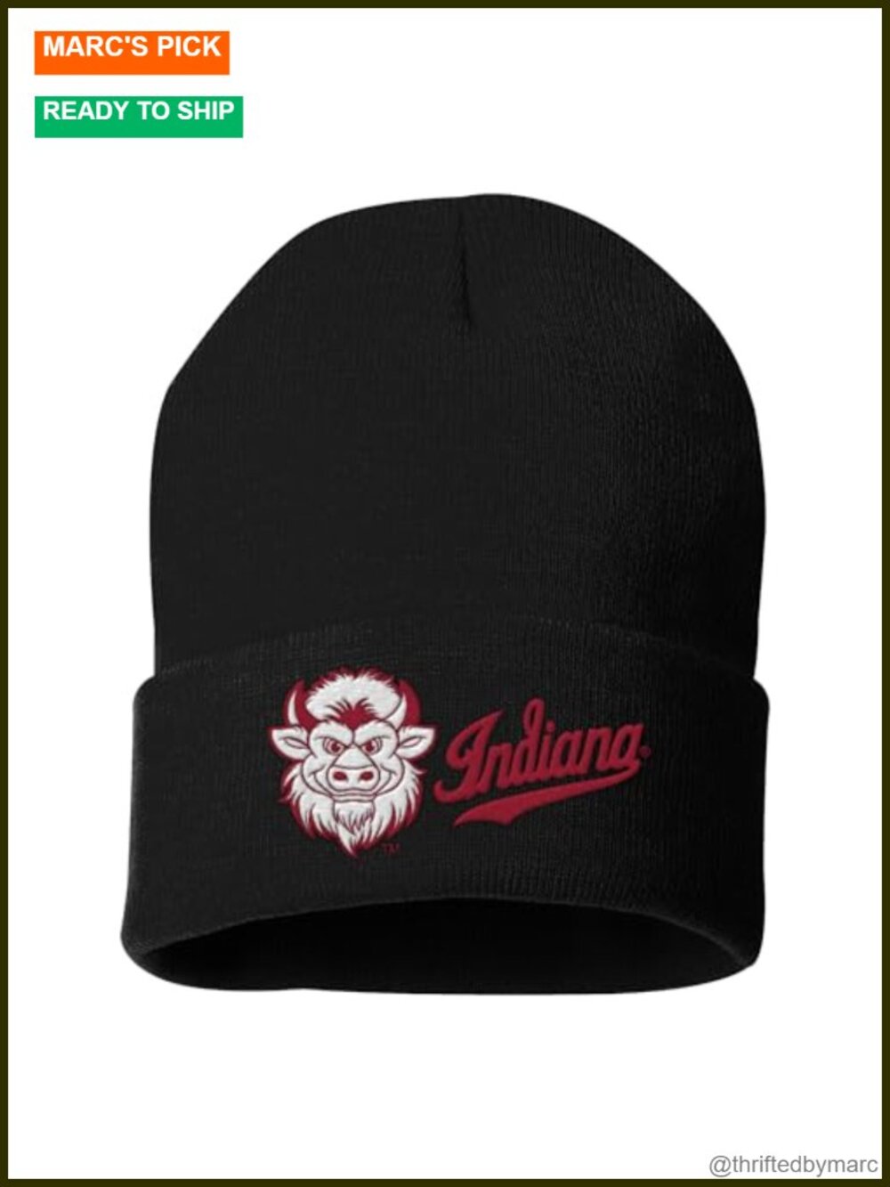 Unisex Cuffed Beanie 100% Acrylic Knit One Size Fits Most NCAA Indiana